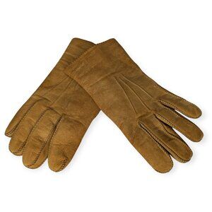 Daniel Hays Vintage Tan Sueded Leather Sherpa Lined Gloves Size Large/6